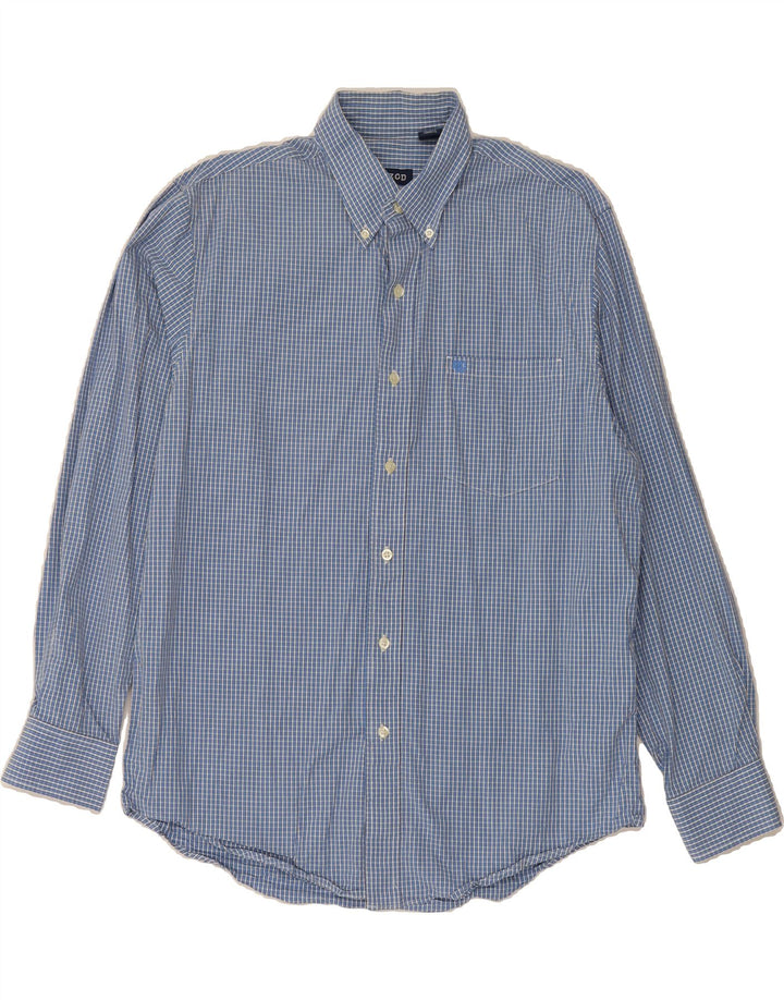 IZOD Mens Shirt Medium Blue Check Cotton Vintage Izod and Second-Hand Izod from Messina Hembry 
