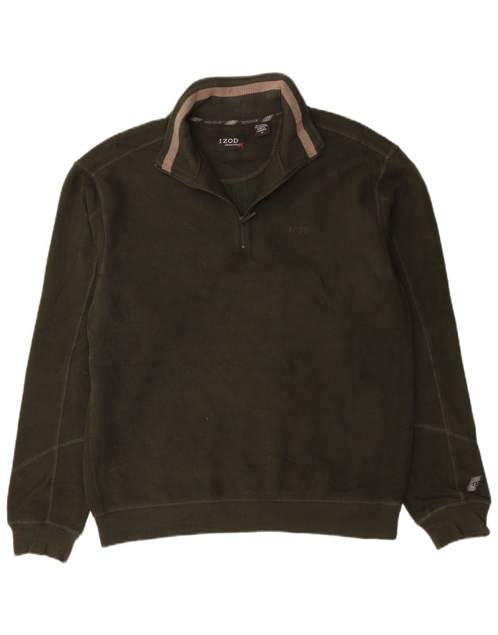 IZOD Hombre Sudadera con cuello con cremallera Jumper Medium Khaki Cotton