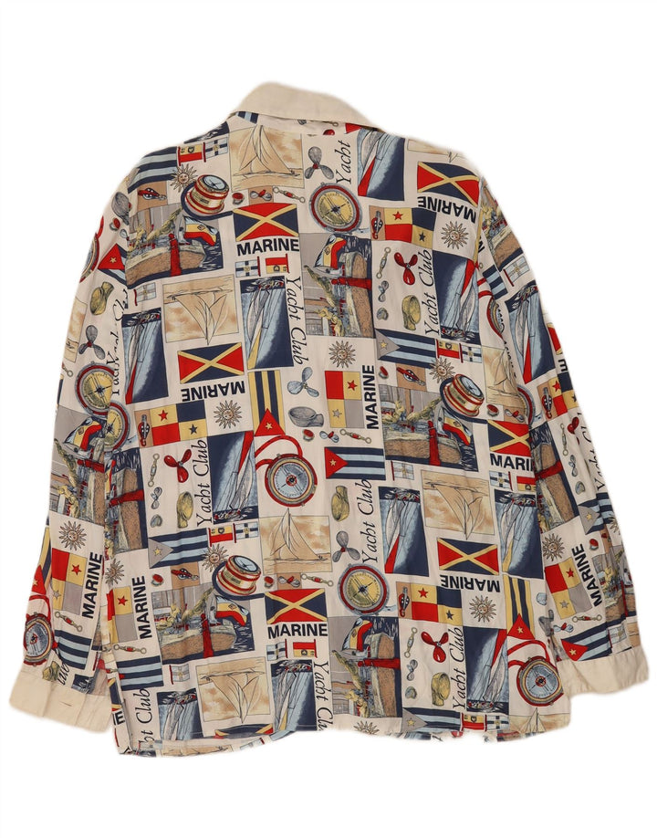 Vintage mujer abstracta camisa gráfica blusa Reino Unido 16 grande multicolor
