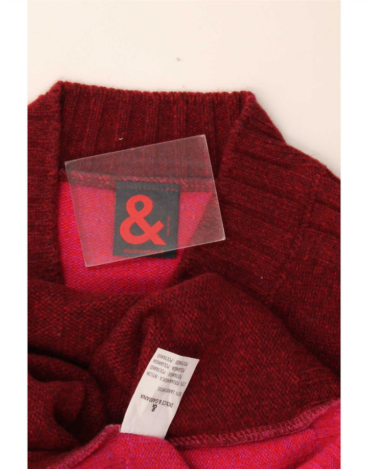 Dolce & Gabbana Jersey con cuello en V para mujer IT 44 Medium Borgoña