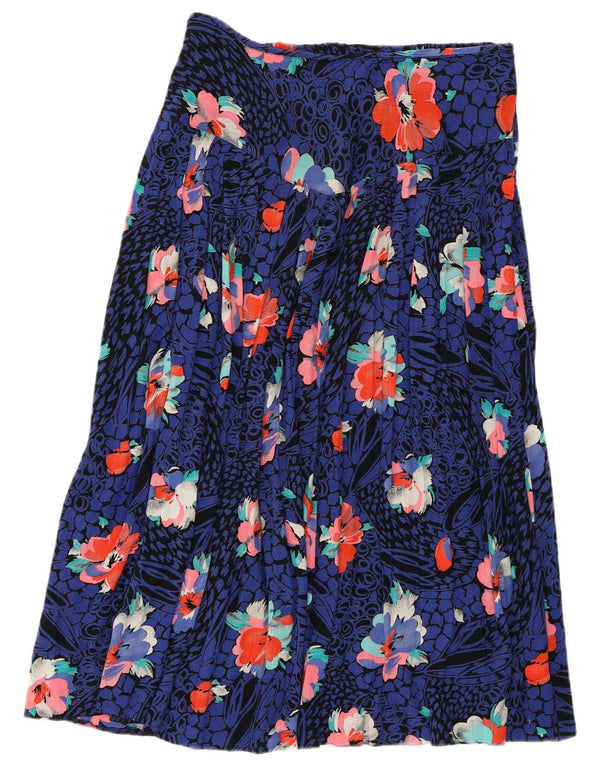LIBRA Falda midi para mujer UK 14 Medium W30 Viscosa floral azul