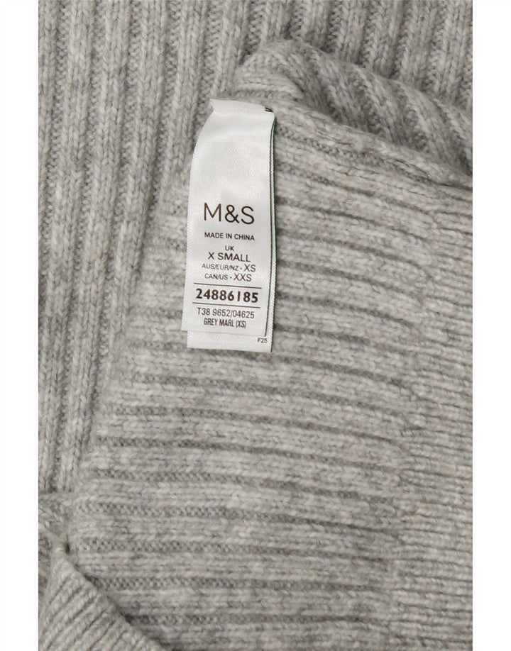 Marks & Spencer Jersey de cuello redondo para mujer UK 6 XS Gris Poliéster