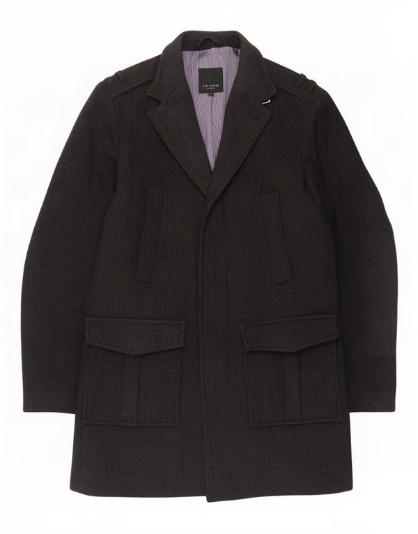 Ted Baker Abrigo militar para hombre Talla 4 Grande Lana gris
