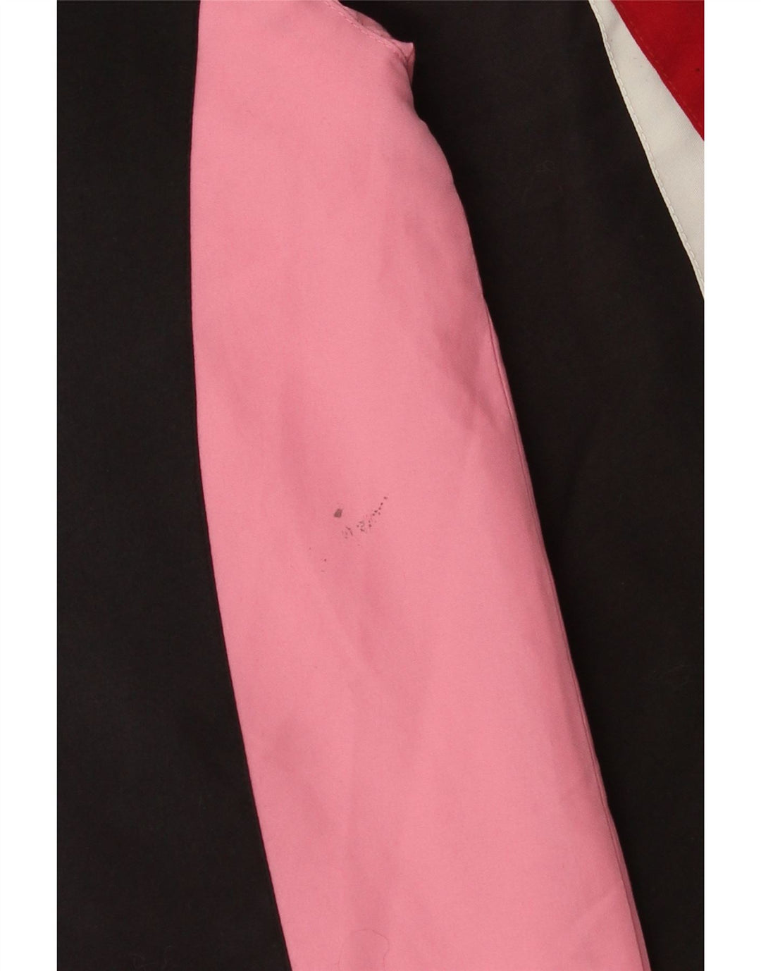 Vintage hombres chándal top chaqueta pequeña negro colorblock poliéster