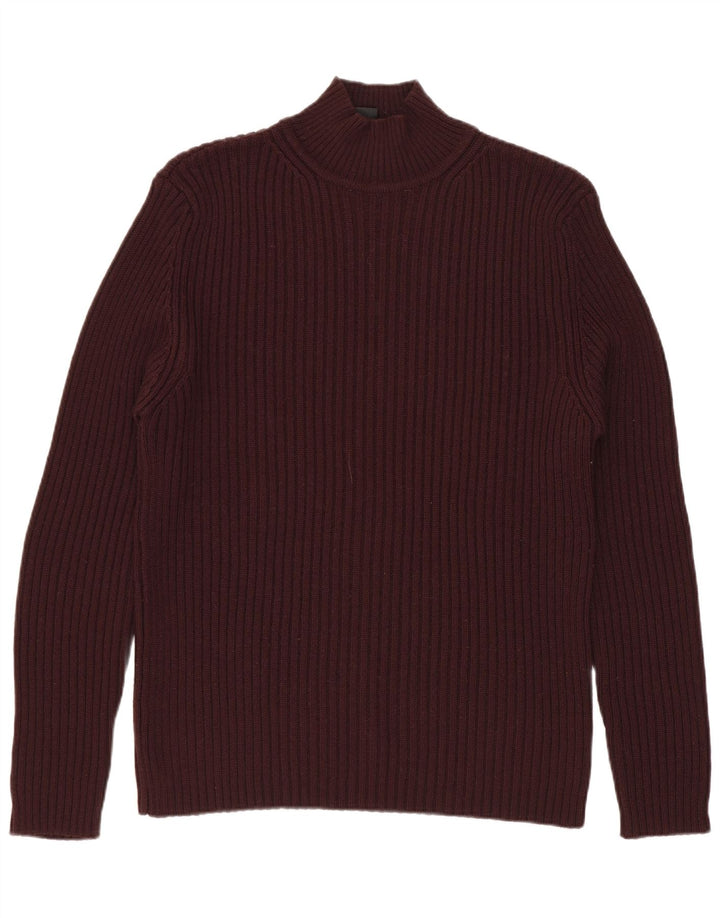 Marlboro Classics - Jersey con cuello alto para hombre, color burdeos mediano