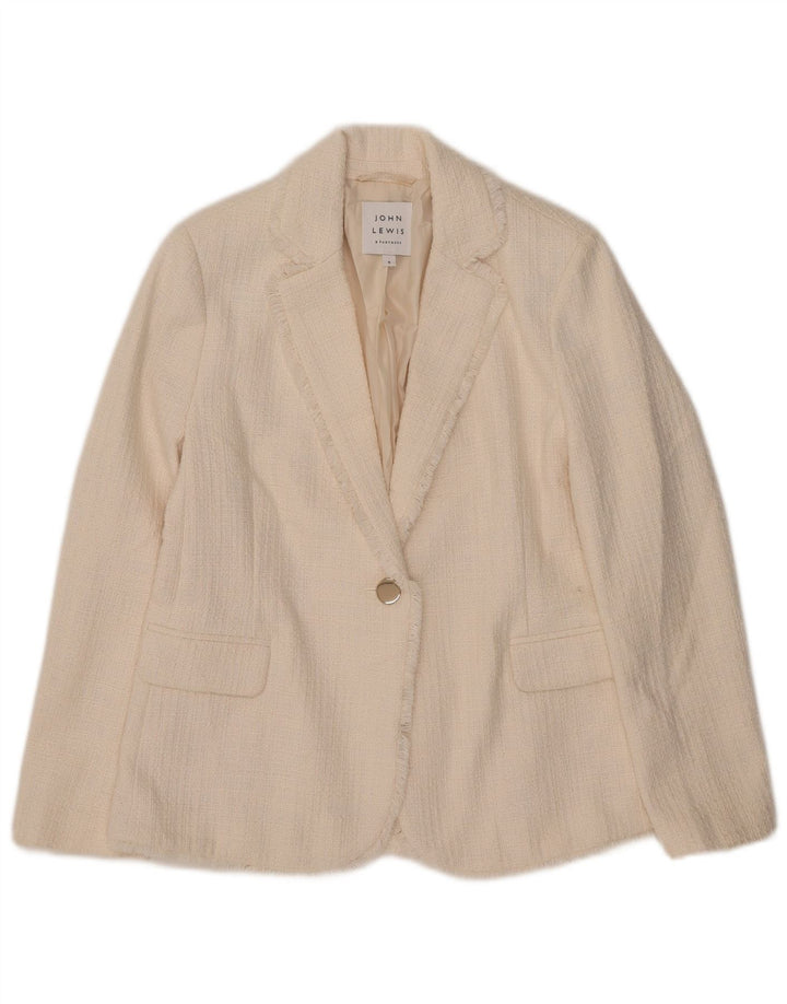 John Lewis Chaqueta tipo blazer con 1 botón para mujer UK 10 Small White Cotton
