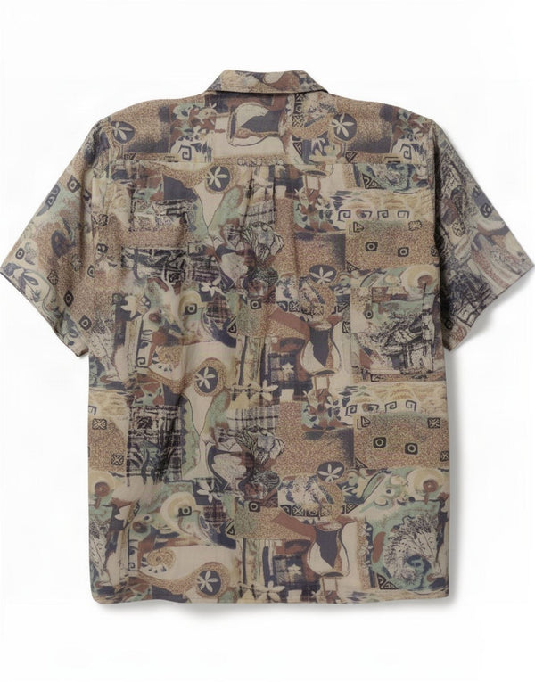 Camisa vintage de manga corta para hombre grande multicolor