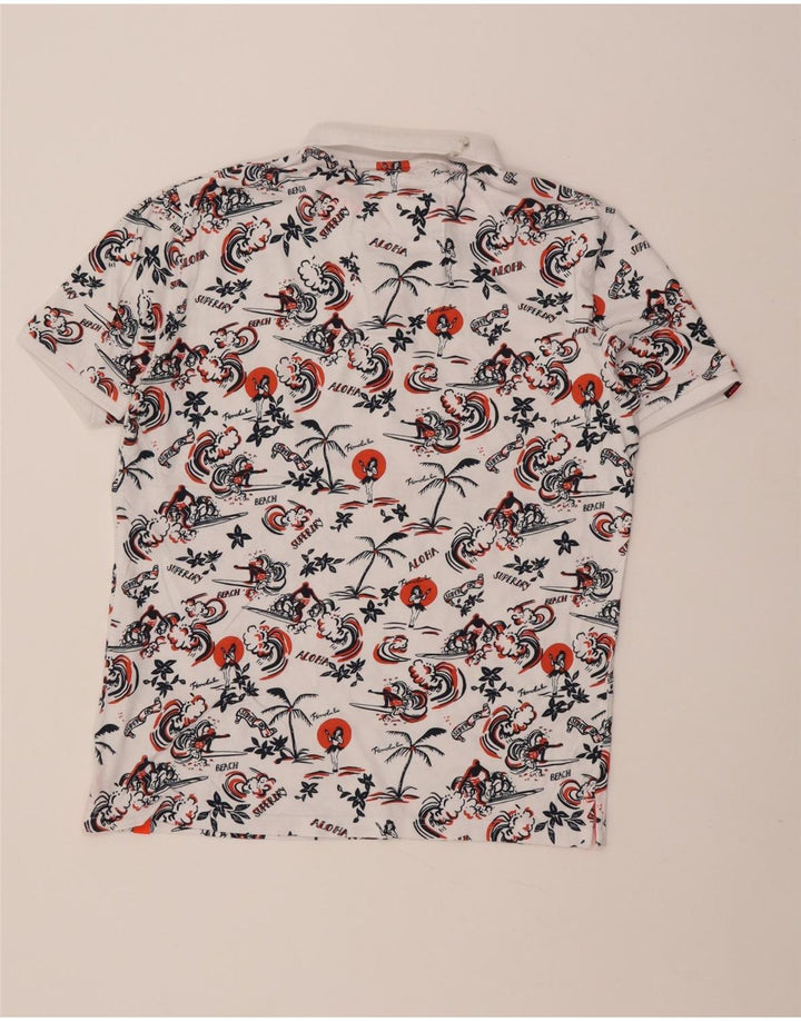 Superdry Polo Hawaiano para Hombre XL Algodón Blanco