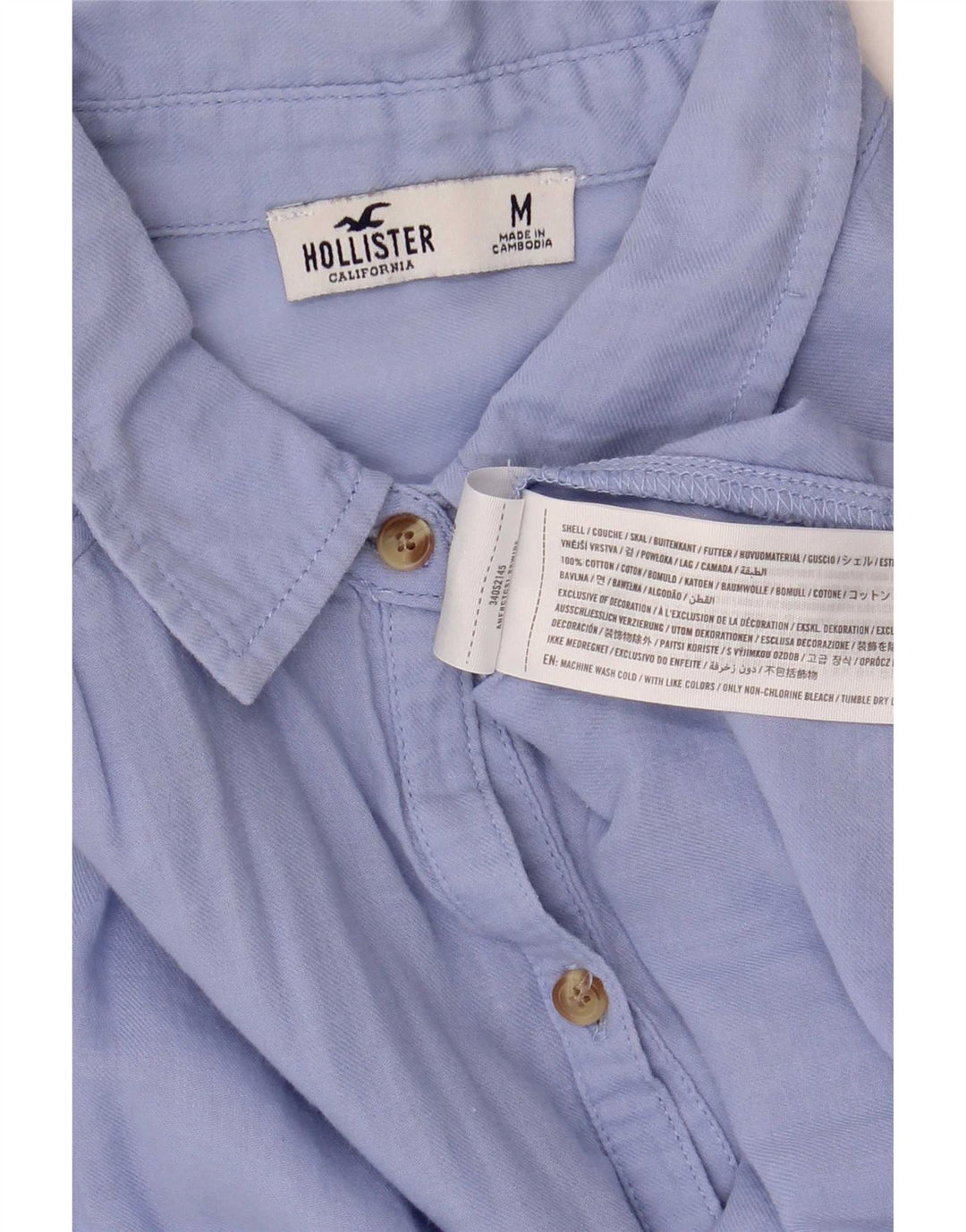 Camisa tipo pulóver Hollister para mujer Reino Unido 44 Algodón azul medio