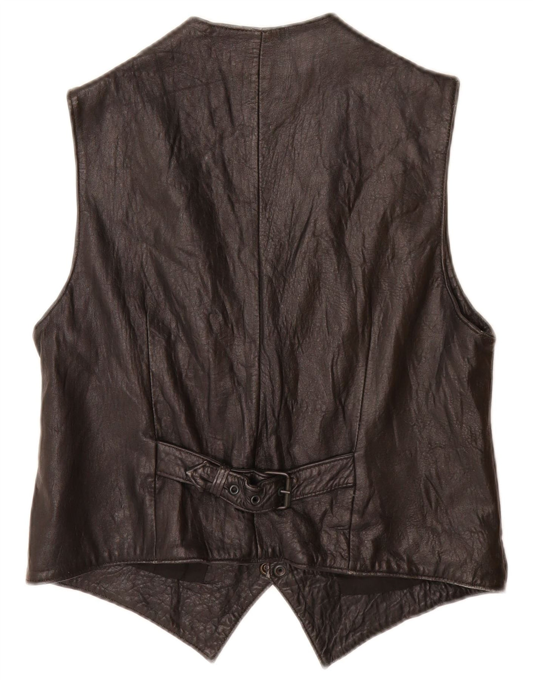 VINTAGE Mens Leather Waistcoat Medium Black Leather