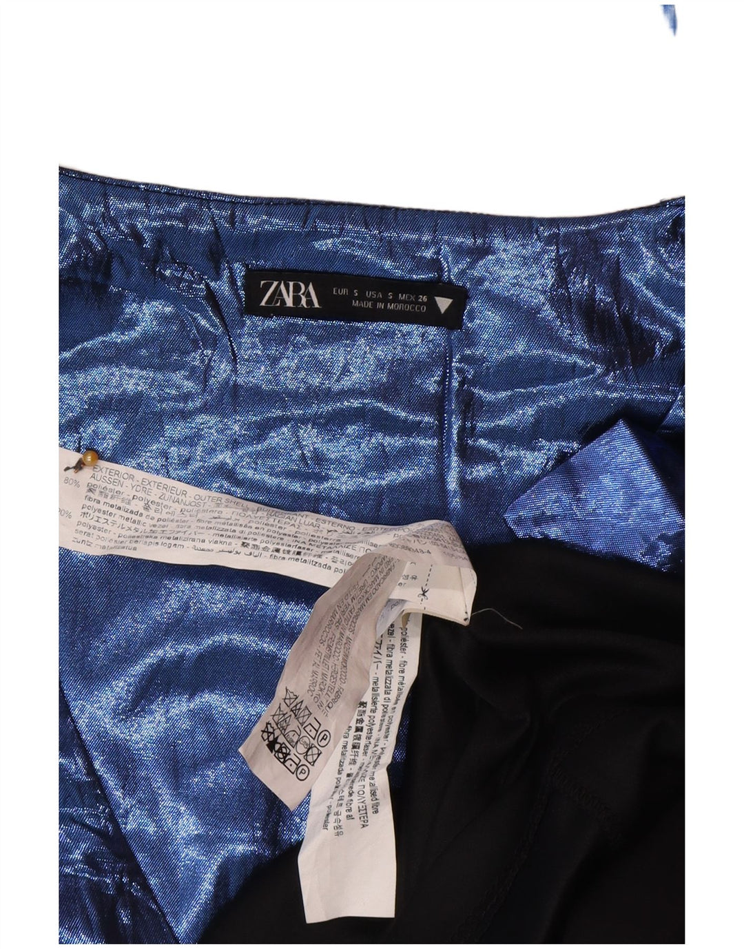 Zara Mujer Vestido Acampanado UK 8 Pequeño Poliéster Azul