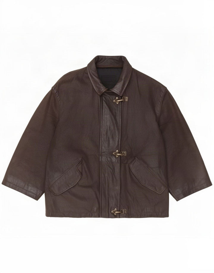 Chaqueta de cuero vintage para mujer IT 44 Marrón medio
