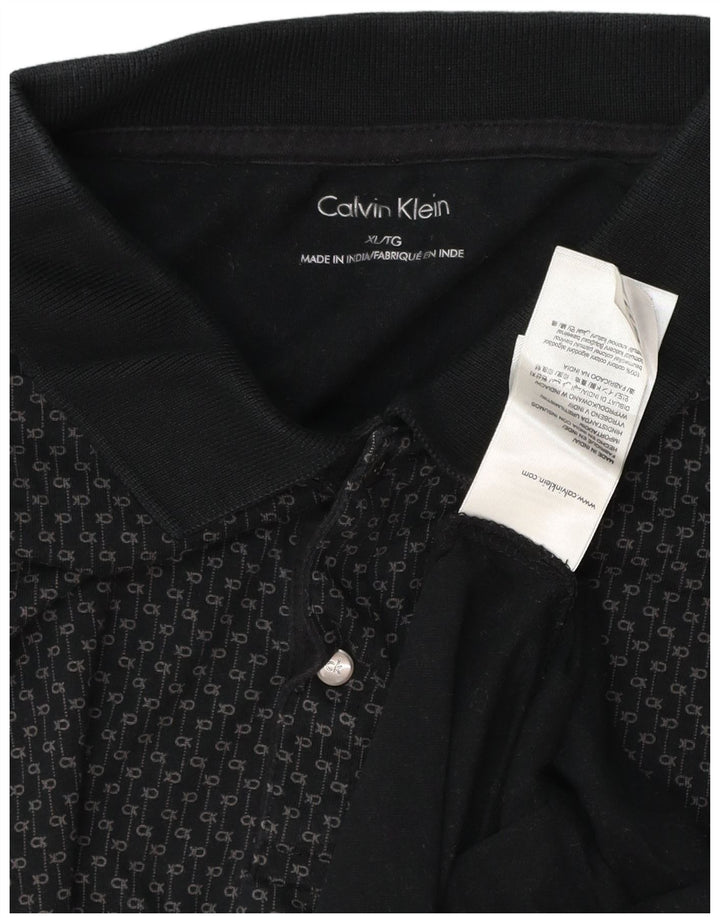 CALVIN KLEIN Polo gráfico para hombre XL Algodón negro