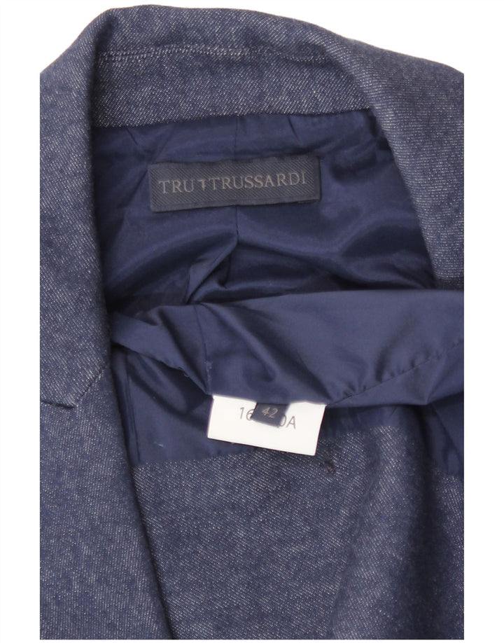 Trussardi Mujer Blazer Cruzado Manga 3/4 IT 42 Azul Medio