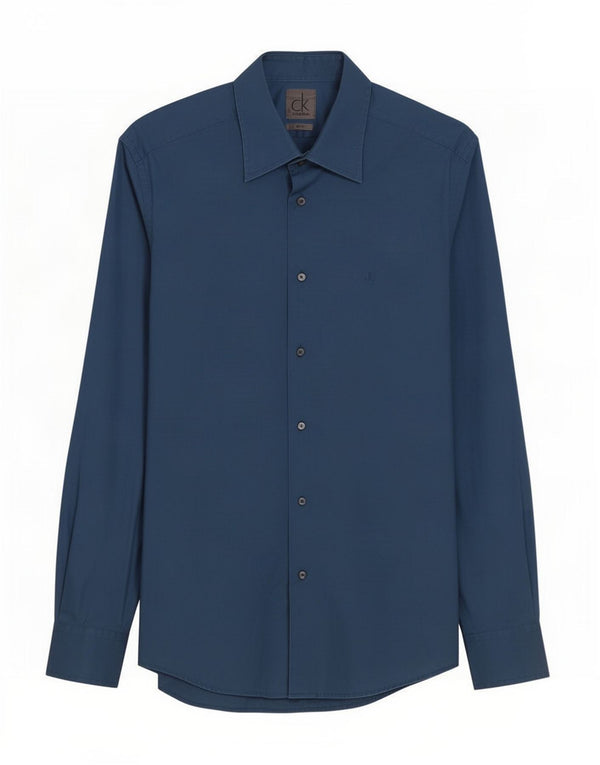 Camisa Calvin Klein Hombre Slim Fit Algodón Azul Medio