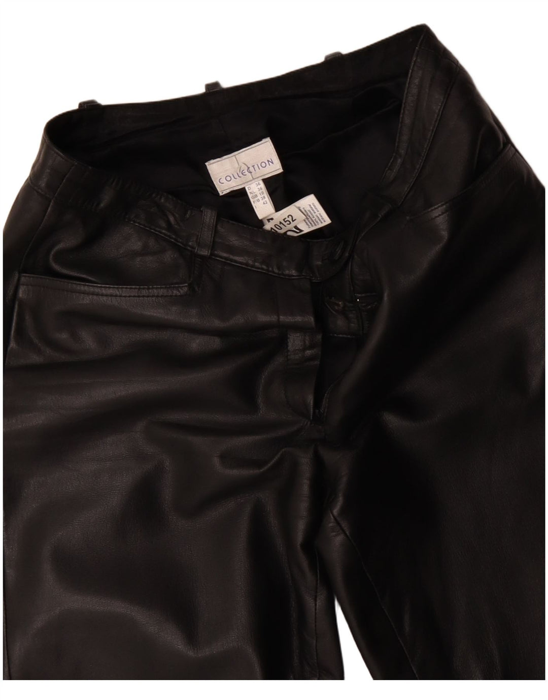 COLECCIÓN Pantalones acampanados de cuero para mujer UK 10 Small W28 L32 Black Leather
