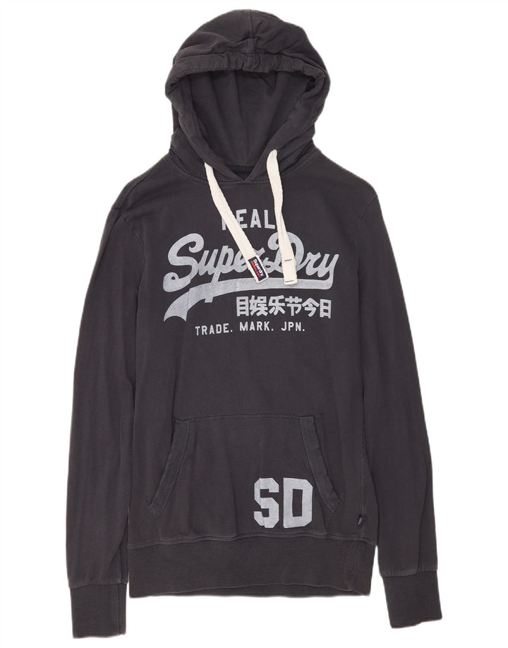 Superdry Jersey con capucha gráfica de algodón negro mediano para hombre