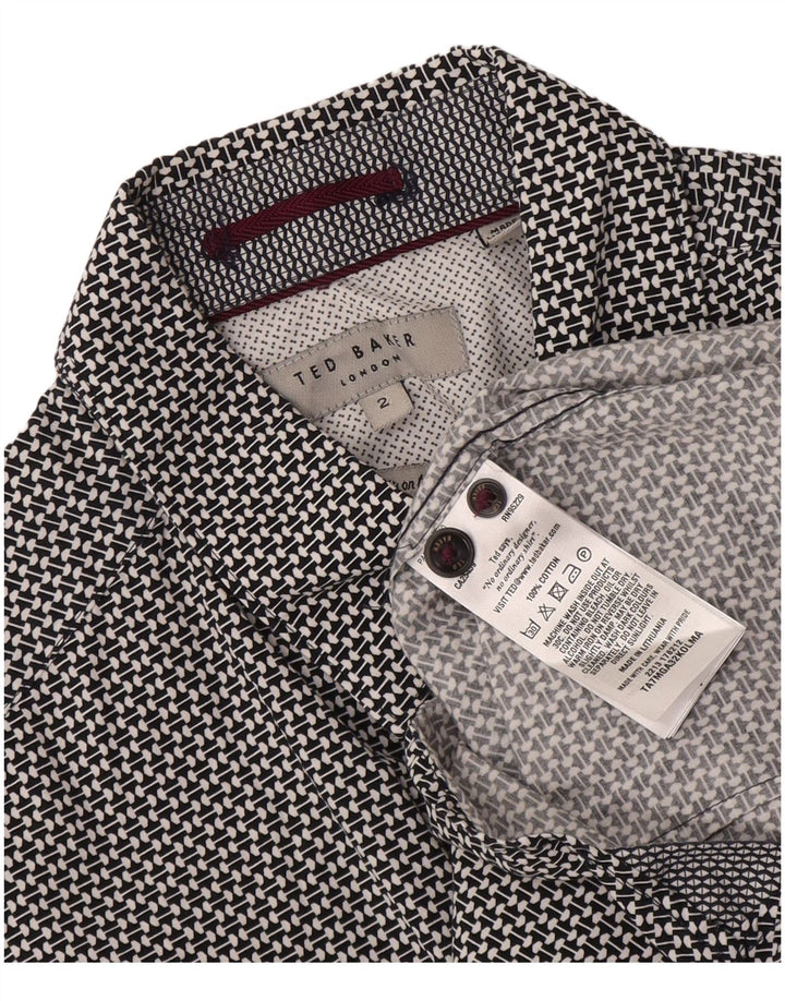 Ted Baker Camisa para hombre Talla 2 Pequeña Algodón geométrico negro