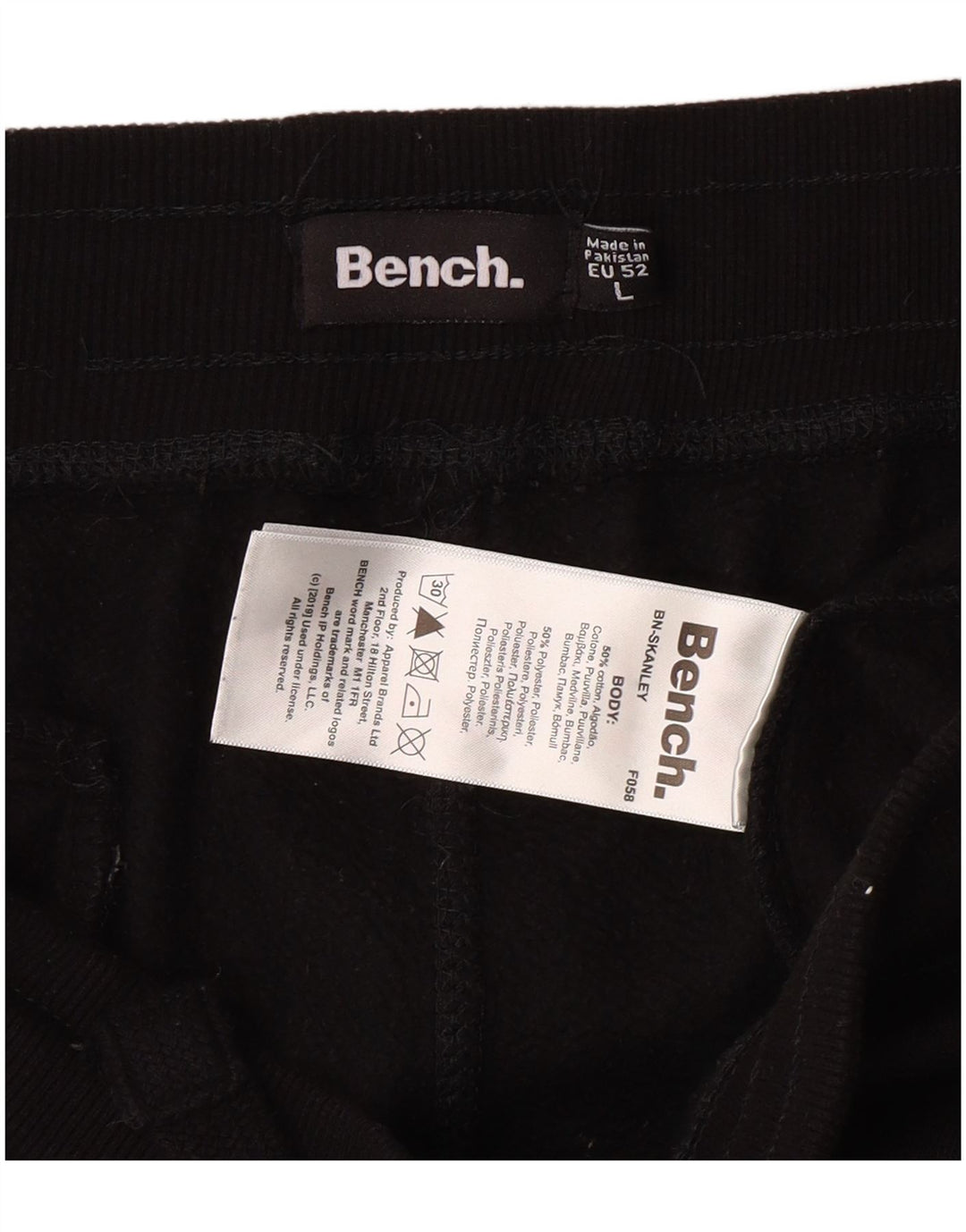 BENCH Pantalones de chándal con estampado gráfico para hombre Joggers Large Black Cotton