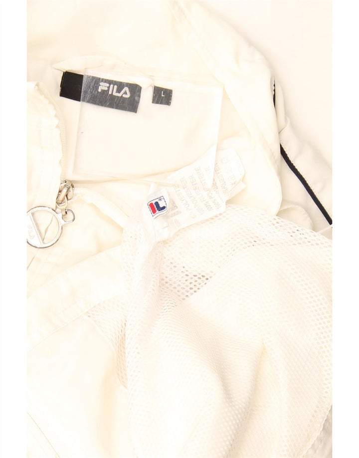 Fila Mujer Chándal Top Chaqueta UK 40 Grande Poliéster Blanco