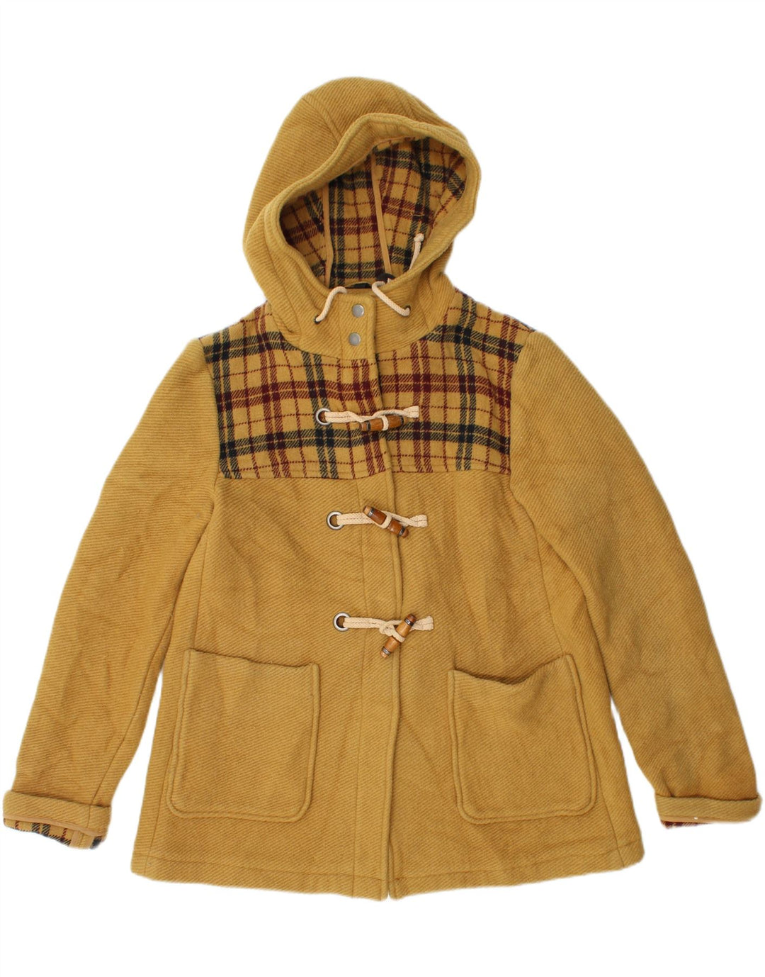 Topshop Chaqueta de lona con capucha para mujer UK 10 Small Yellow Check Wool