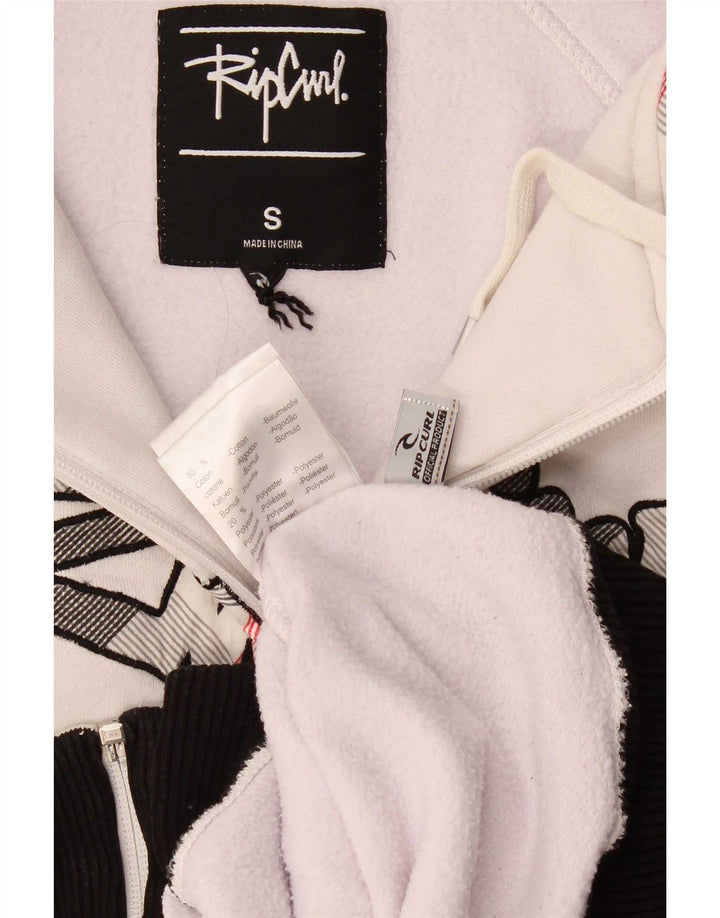 Rip Curl Hombre Gráfico Zip Sudadera Con Capucha Suéter Pequeño Algodón Blanco