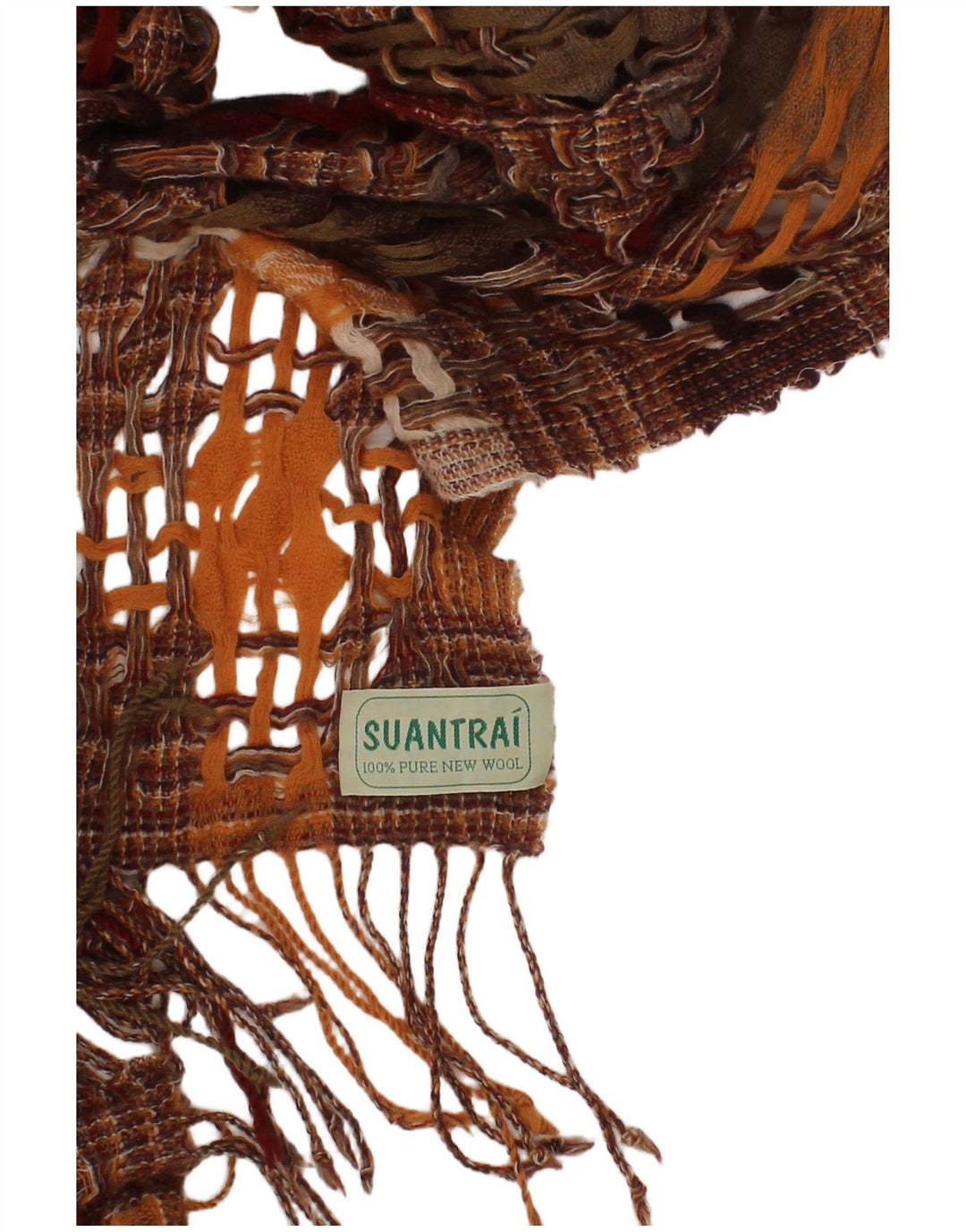 Suantrai Bufanda rectangular para mujer talla única marrón geométrico lana nueva bohemia
