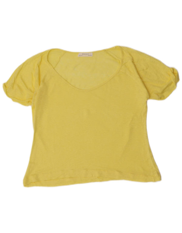 Zara Camiseta Mujer Top UK 12 Medium Amarillo