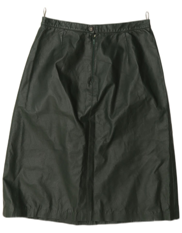 Falda de cuero vintage para mujer mediana W28 verde