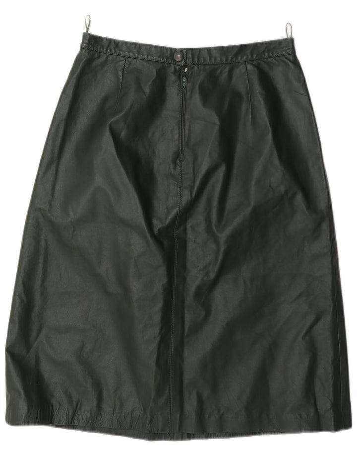 Falda de cuero vintage para mujer mediana W28 verde