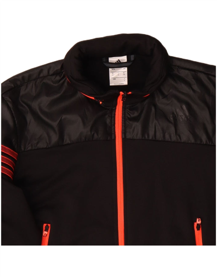 Adidas - Chaqueta de chándal con capucha para hombre, talla 38/40, poliéster negro mediano