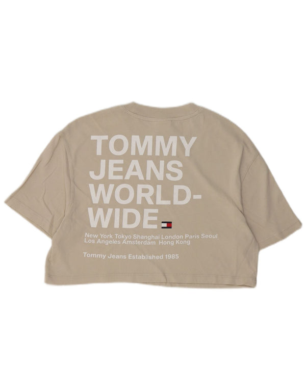 TOMMY HILFIGER Camiseta corta extragrande con gráfico para mujer UK 10 Small Beige