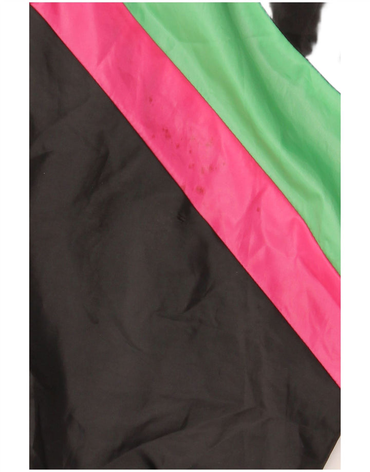 Vintage Hombre Chándal Top Chaqueta XL Negro Colorblock Poliéster
