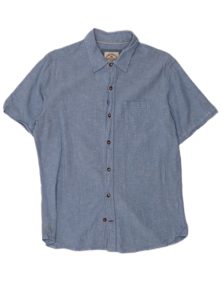 Camisa de manga corta para hombre Fat Face Small de lino azul