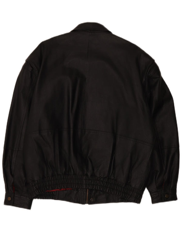 C&A Chaqueta de cuero para hombre IT 50 Cuero negro grande