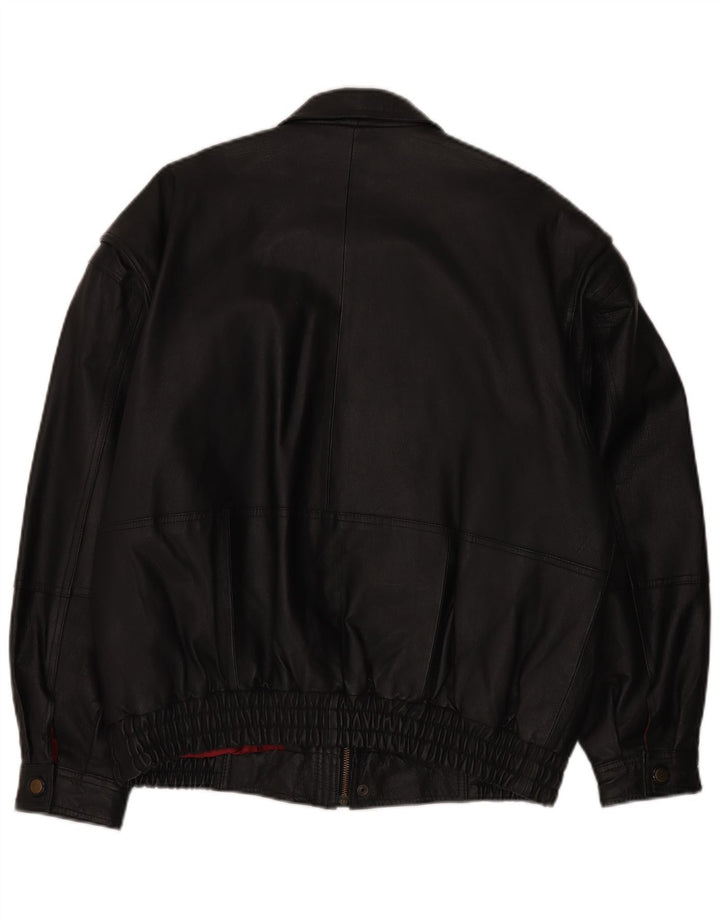 C&A Chaqueta de cuero para hombre IT 50 Cuero negro grande