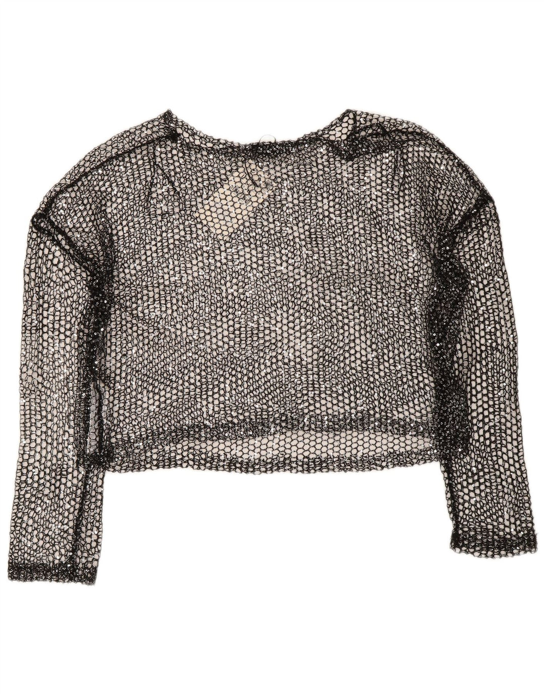 Zara Top corto de crochet extragrande para mujer UK 44 Poliéster negro grande