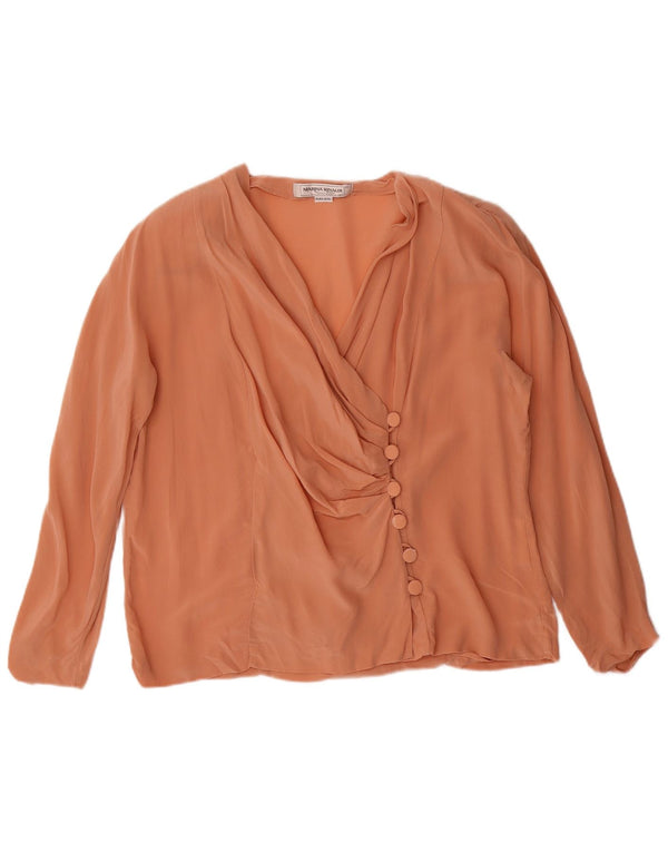 Marina Rinaldi Blusa Camisa Mujer Talla 23 Seda Naranja Mediana