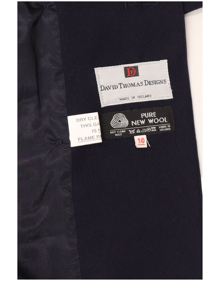 Vintage mujer doble pecho Blazer chaqueta Reino Unido 10 pequeño azul marino