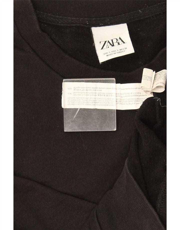 Zara Hombre Sudadera Jumper Small Negro Algodón