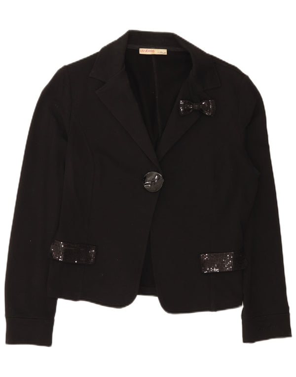 Liu Jo Chaqueta Blazer de 1 Botón para Mujer UK 40 XL Algodón Negro
