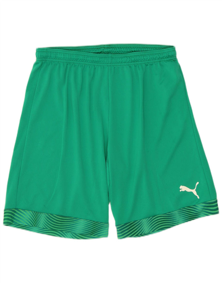 PUMA Pantalones cortos deportivos para hombre poliéster geométrico verde grande
