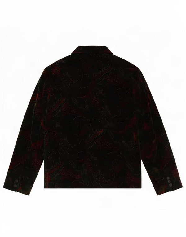 Vintage mujer 3 botones terciopelo Blazer chaqueta Reino Unido 14 grande negro Paisley