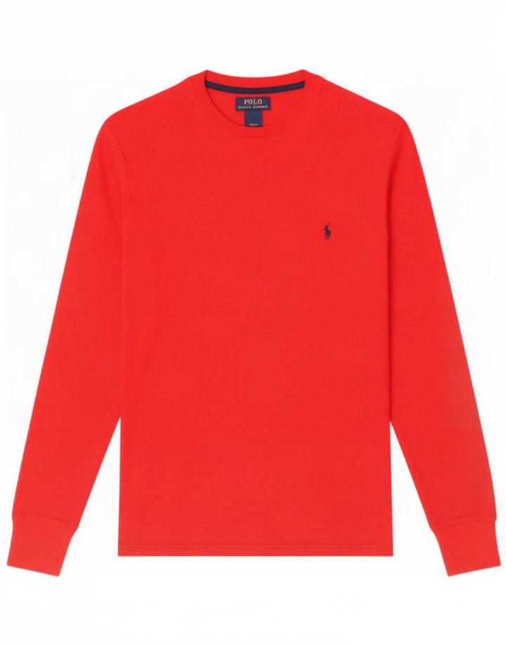 Polo Ralph Lauren Hombres Regular Top Manga Larga Pequeño Algodón Rojo