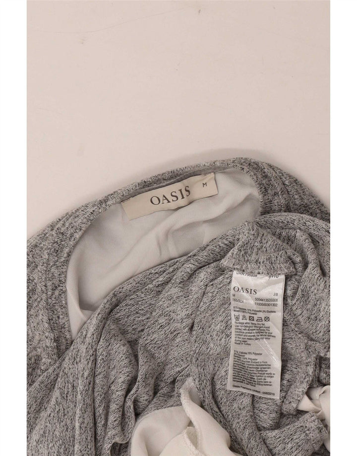 Oasis Top de mujer de manga larga UK 42 Viscosa moteada gris medio