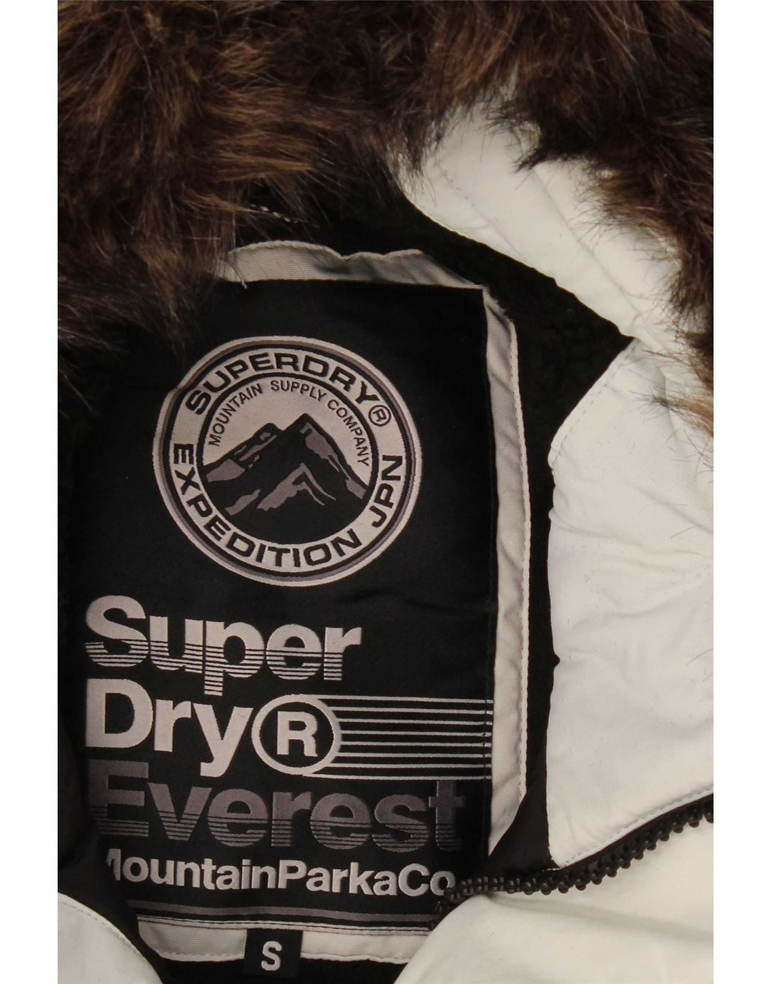 Superdry Parka con capucha para hombre, talla 36, poliéster blanco pequeño