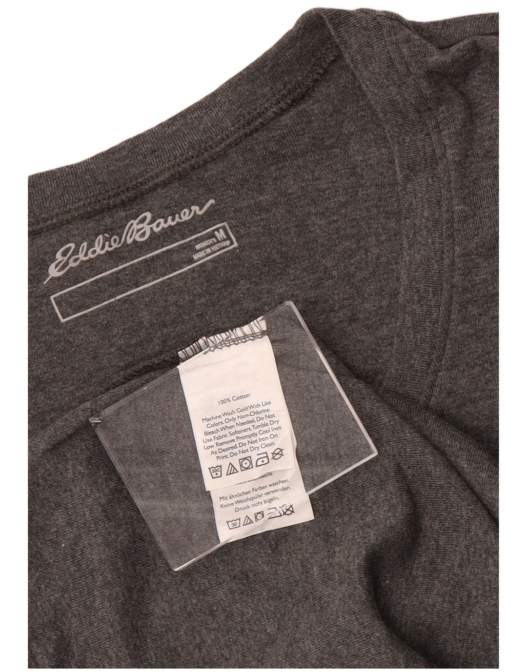 EDDIE BAUER Top para mujer manga 3/4 UK 12 Algodón gris medio