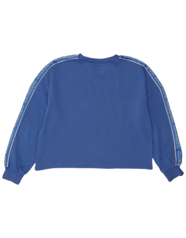 Kappa Mujer Oversize Crop Graphic Sudadera Jumper UK 44 Azul Medio