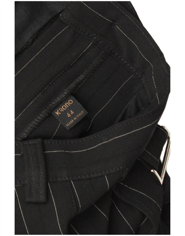 VINTAGE Pantalones chinos rectos para mujer IT 44 Medio W30 L32 Rayas negras