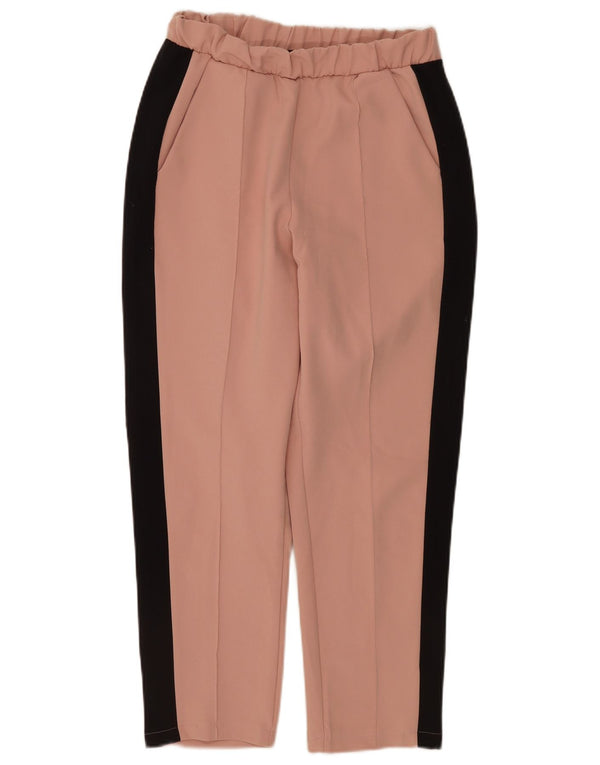 ZARA Mujer Pantalón Chino Recto Small W26 L25 Color Block Rosa